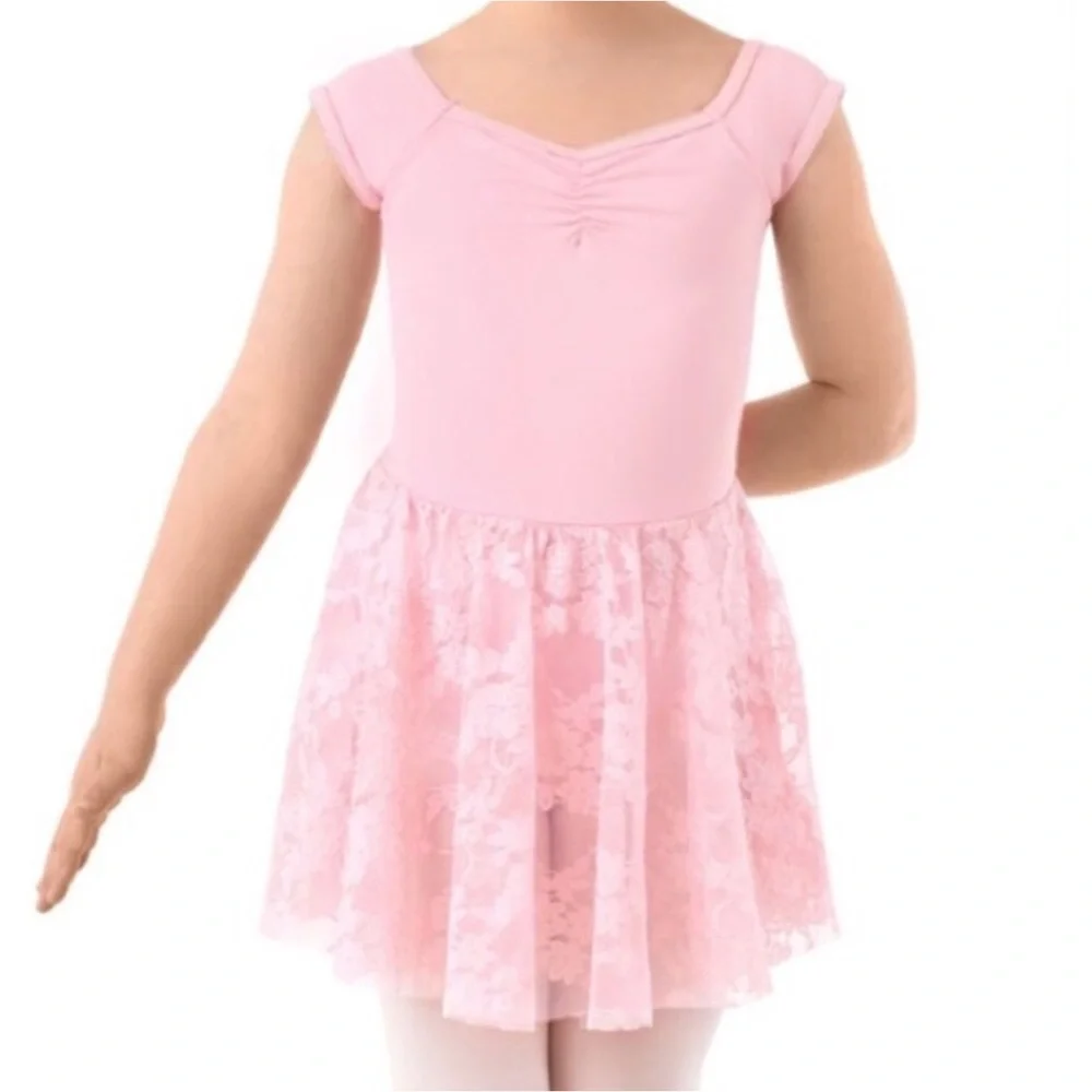Balera Gray Lace Cap Sleeve Dance Dress Size IC